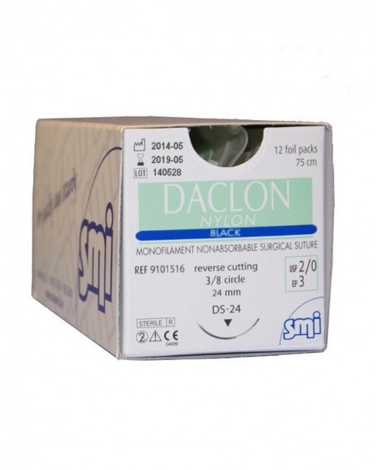 Daclon Nylon schwarz 3/8 Kreis rückwärts schneidende Nade, 75cm12er-Pack