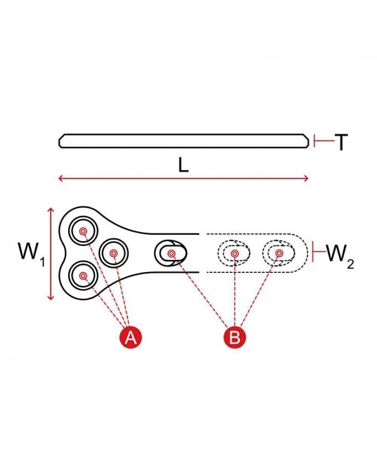 T-TPLO-Platte für ∅ 3,5 mm und 6,5 mm Schrauben