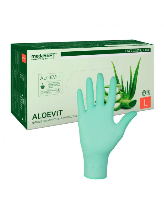 Nitril Handschuhe mit Aloe Vera Extrakt, grün 100 Stk.