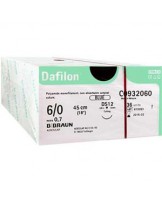 Dafilon® 6/0, 45 cm, Nadel 12 mm, 3/8-Kreis, umgekehrt schneidend (DS12) – 36 Stück