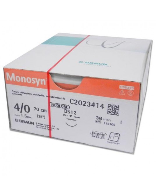Monosyn B. Braun mit außenschneidende Nadel ungefärbt 36 St.