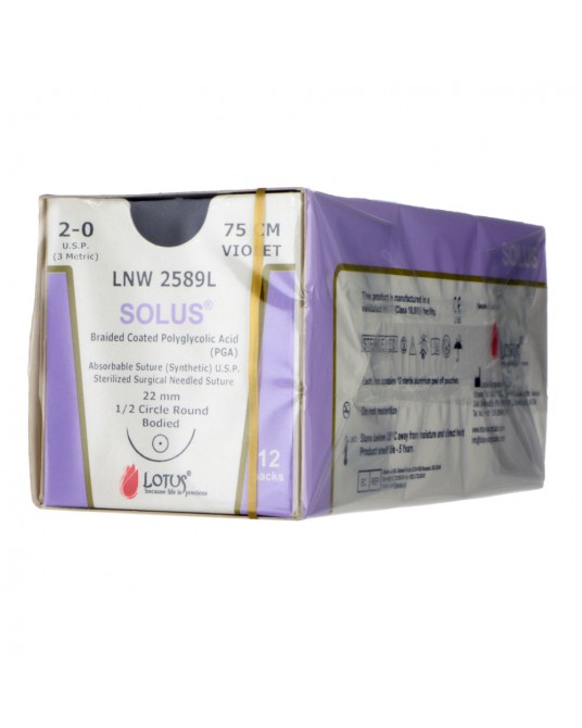 Solus resorbiebare Fäden mit Nadel 1/2 Rad 75 cm 12er-Packung