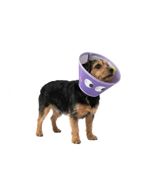 Postoperativer Schutzkragen Fit4Pets mit Klettverschluss und Einfassung, Größe S - Augenmuster