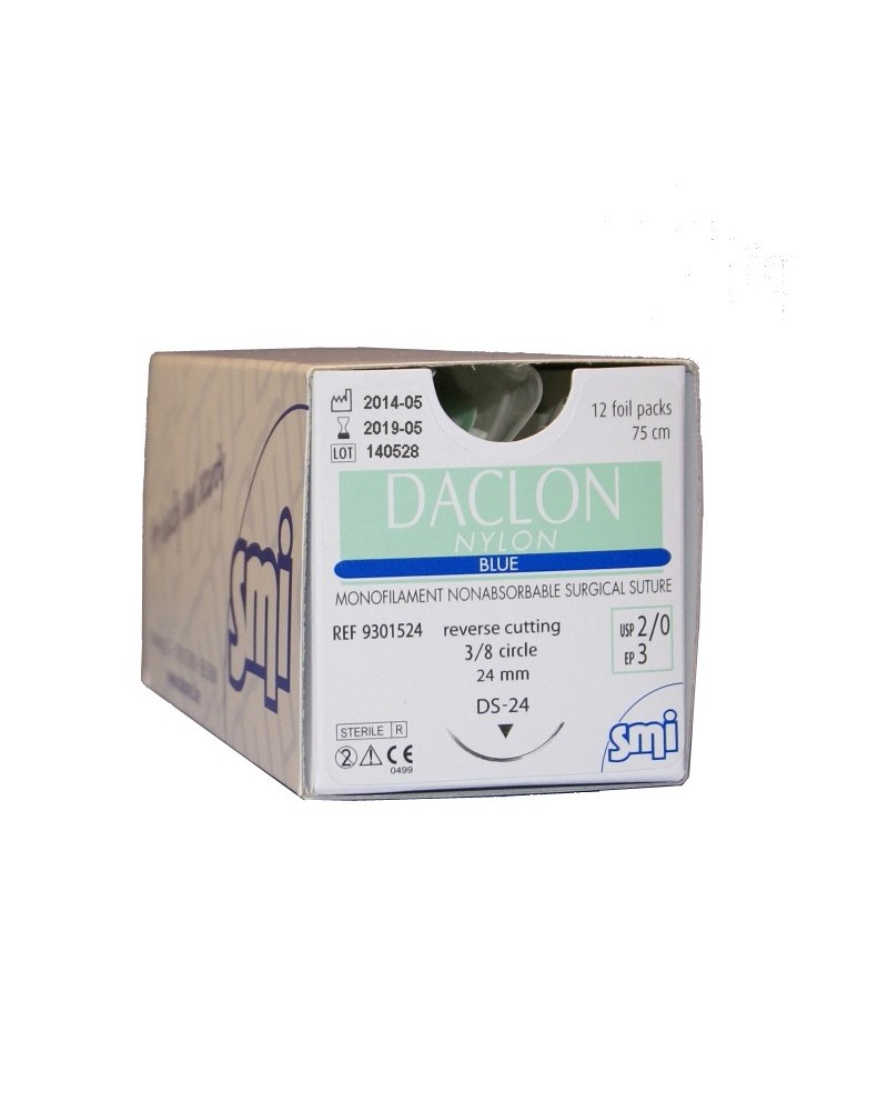 Daclon Nylon blau 3/8 Kreis, Außen schneidende Nadel 12er-Pack