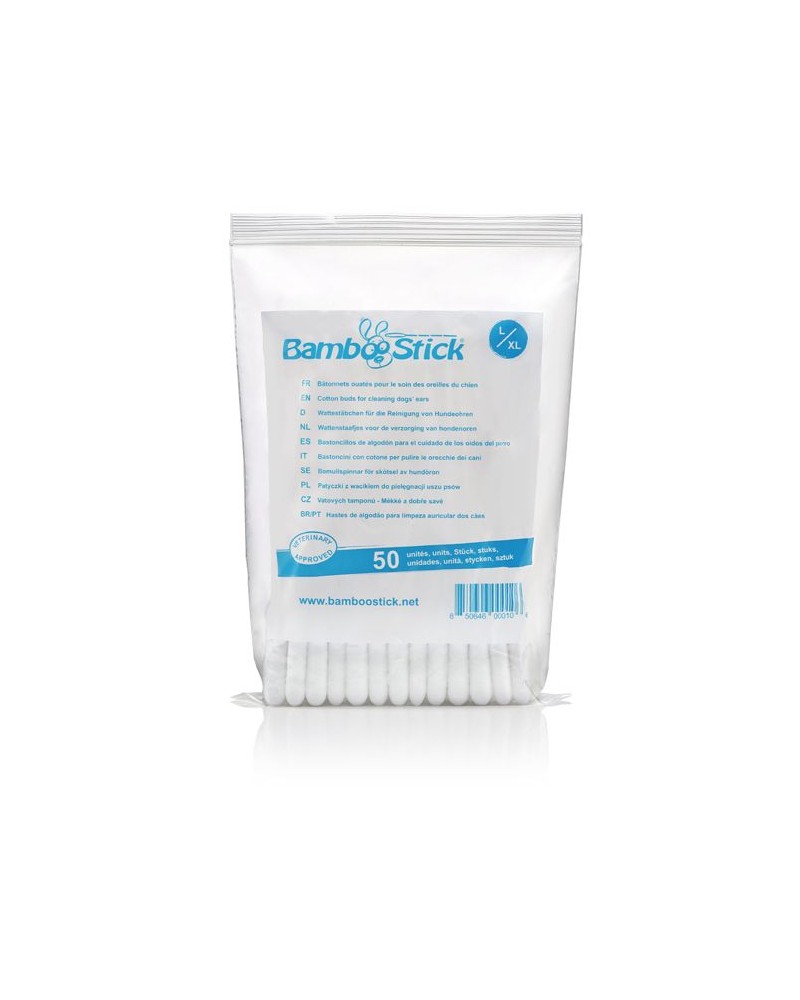 BambooStick® Wattestäbchen zur Ohrenpflege bei Hunden – 50 Stück