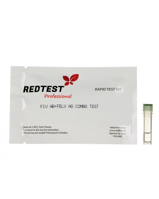 Redtest Schnelldiagnosetest zum Nachweis von Immunschwäche Antikörper und Leukämievirus Antigen FeLV Ag + FIV Ab bei Katzen