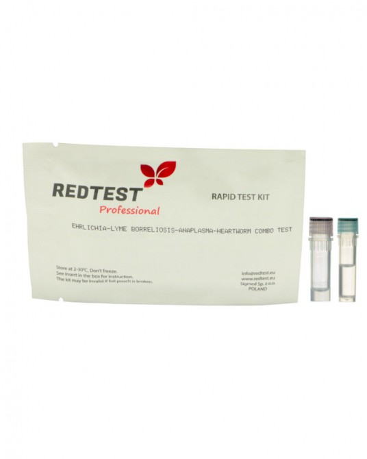 Redtest Schnelltest Ehrlichiose - Borreliose Lyme - Anaplasmose - Herzwürmer für Hunde